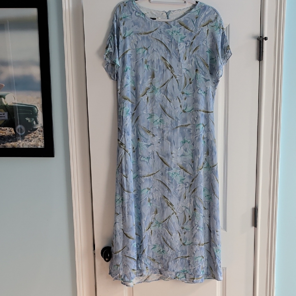 Coldwater Creek Sky Blue and Olive Maxi Dress